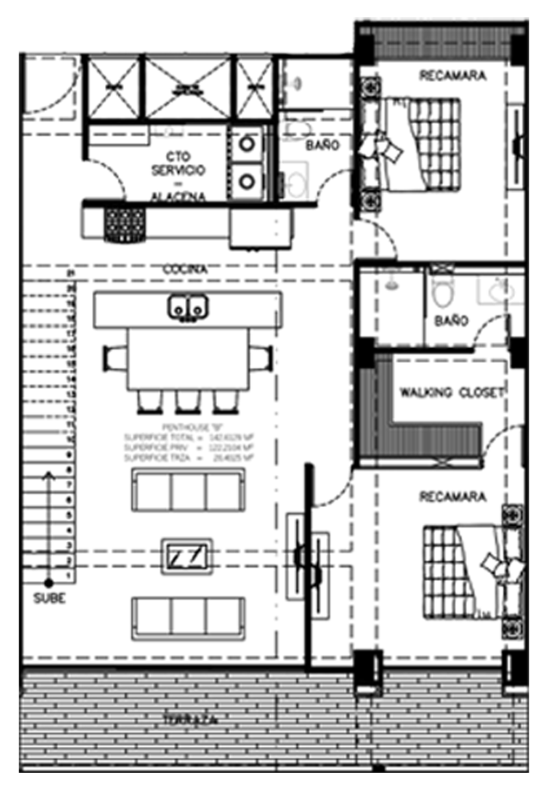 2.- Penthouse 1102 (Planta Baja)